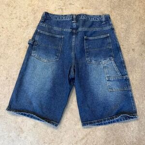 Vintage Y2K ICQ Blue Denim Shorts Baggy Skater Southpole Gradient Style 36